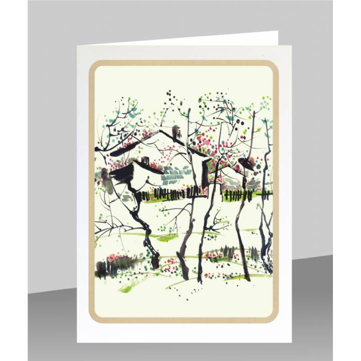Houses amidst trees (pack of 6)