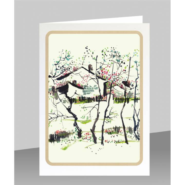 Houses amidst trees (pack of 6)