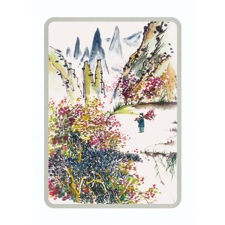 Trees amidst mountains (pack of 6)