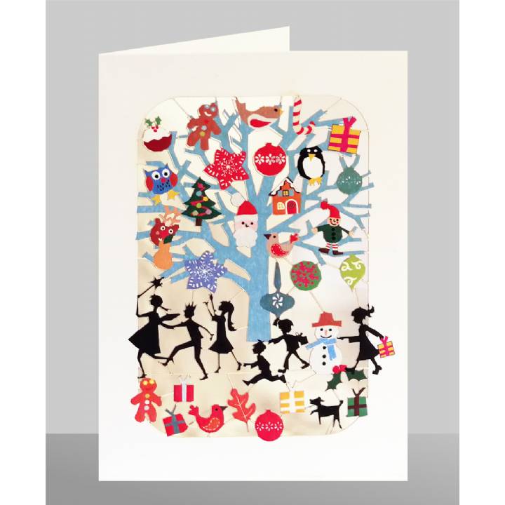 Children playing, gifts on tree (pack of 6)