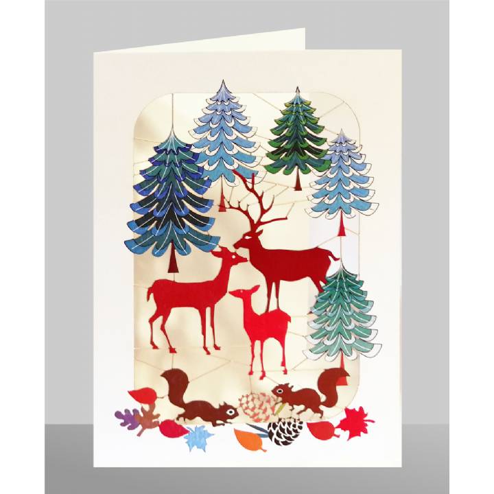 Deer family in forest (pack of 6)