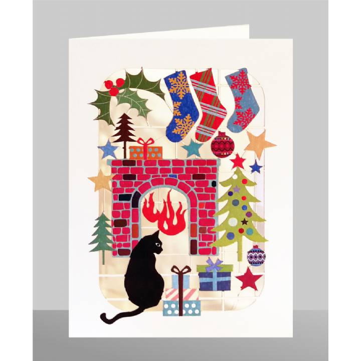 Cat in front of fire (pack of 6)