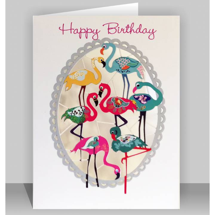 Happy Birthday - Flamingos (pack of 6)