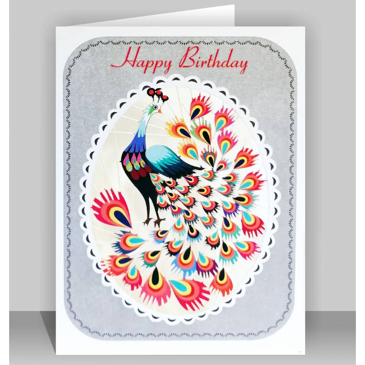 Happy Birthday - Orange Peacock (pack of 6)