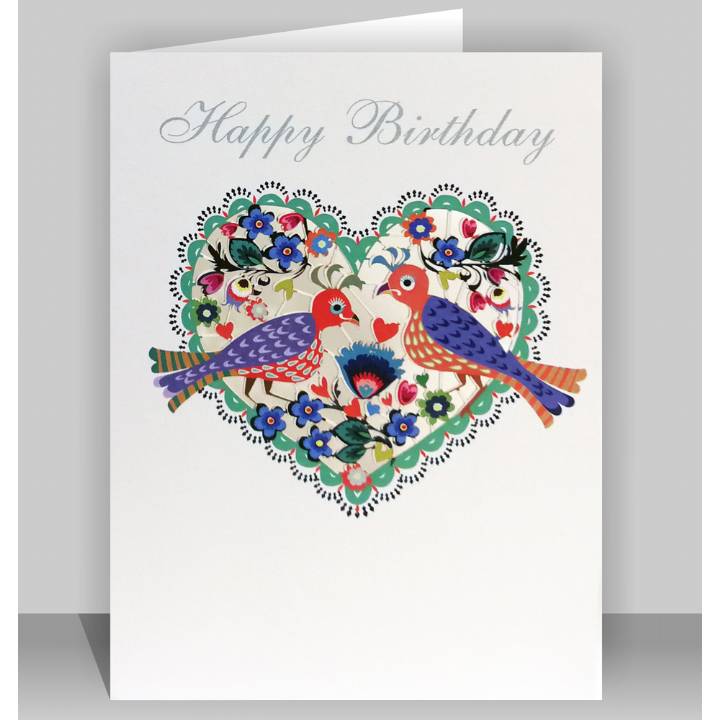 Happy Birthday - Birds in a Heart (pack of 6)