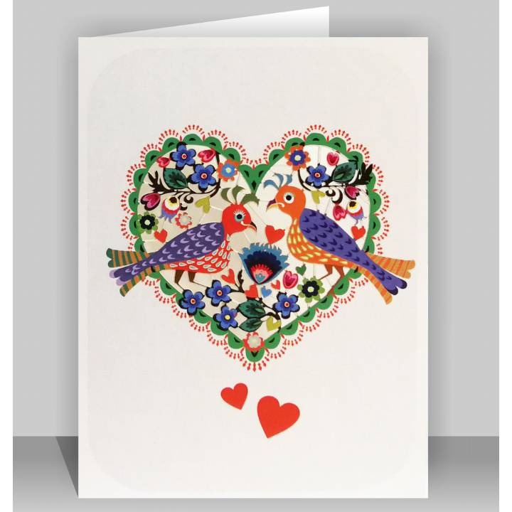 Folk Art Birds in a Heart (pack of 6)