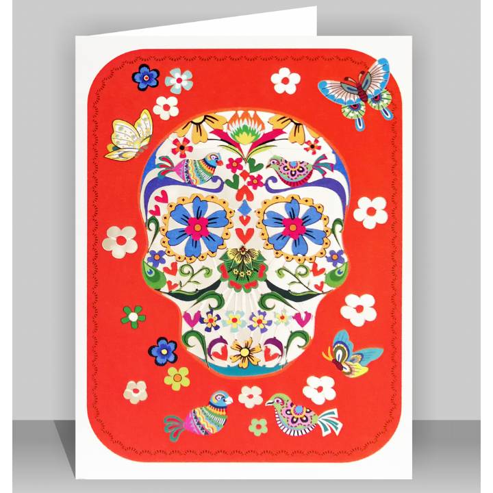 Orange skull with butterflies (pack of 6)