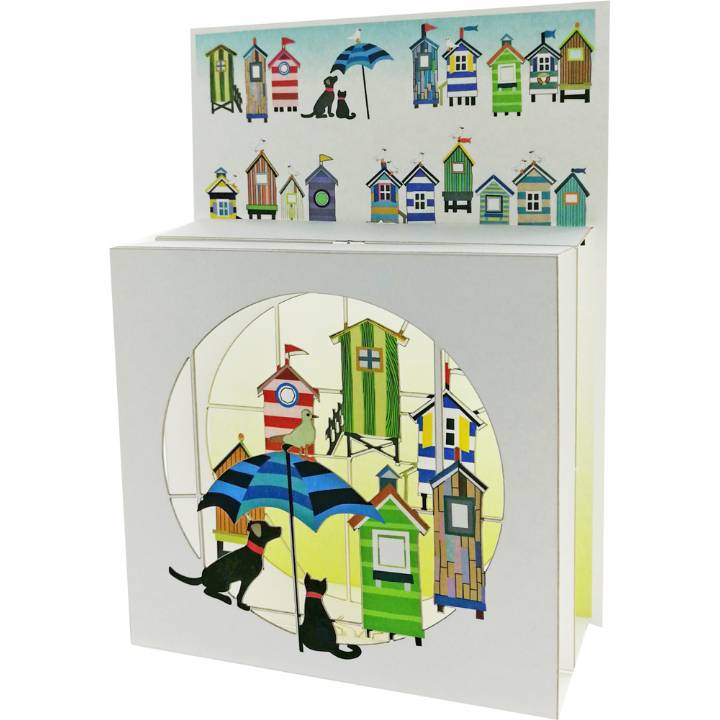 Dog and Cat with Beach Huts (pack of 6)