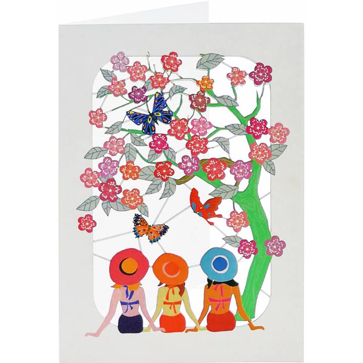 Three ladies, butterflies and flowers (pack of 6)