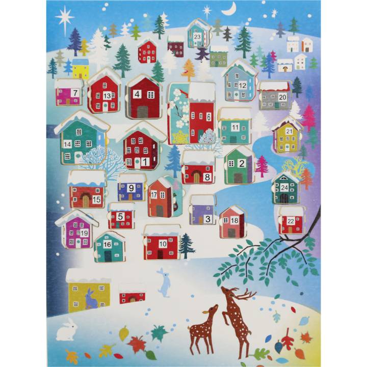 Advent Calendar - brown deer, houses (pack of 6)