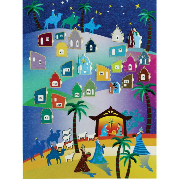 Advent Calendar - nativity, blue (pack of 6)