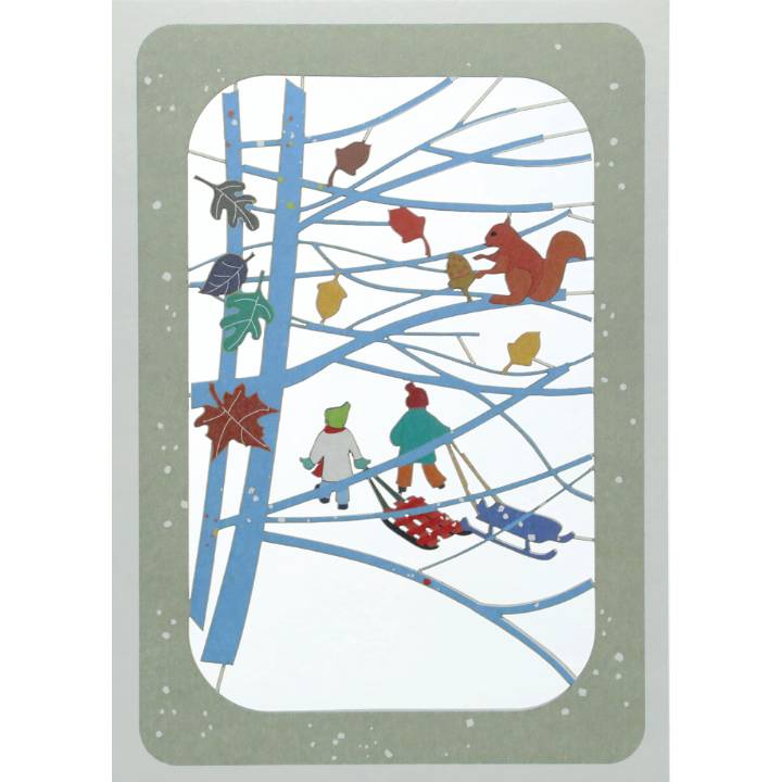 Children with sledges (pack of 6)
