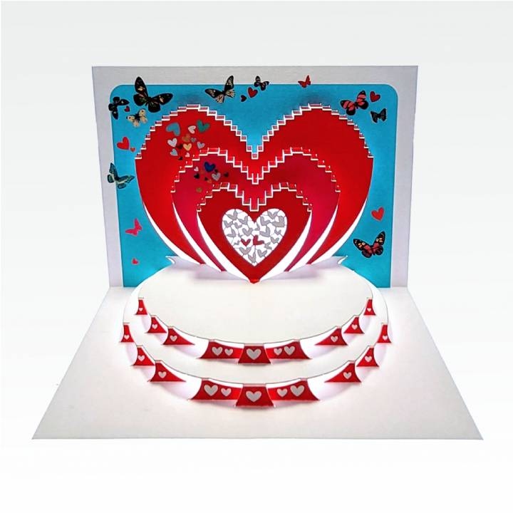 Heart - Red Hearts with Butterflies (pack of 6)