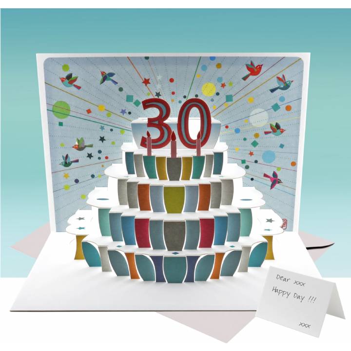 Age 30 birthday cake card (pack of 6)
