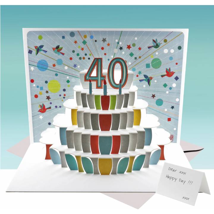 Age 40 birthday cake card (pack of 6)