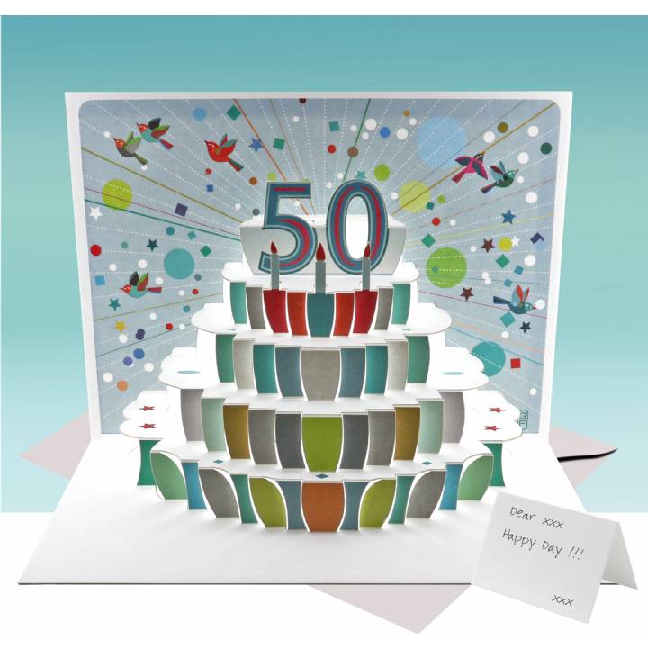 Age 50 birthday cake card (pack of 6)