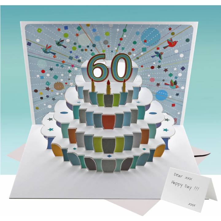 Age 60 birthday cake card (pack of 6)