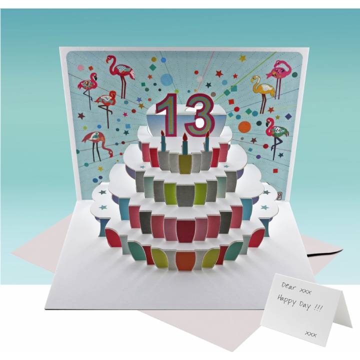 Age 13 birthday cake card (pack of 6)