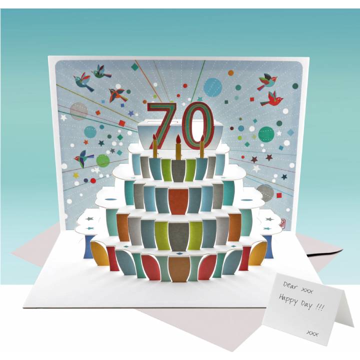 Age 70 birthday cake card (pack of 6)