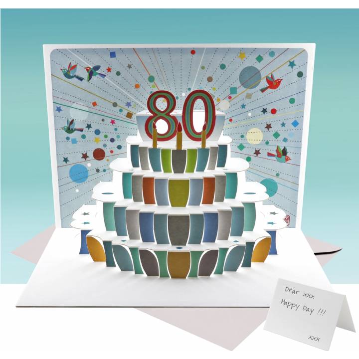 Age 80 birthday cake card (pack of 6)