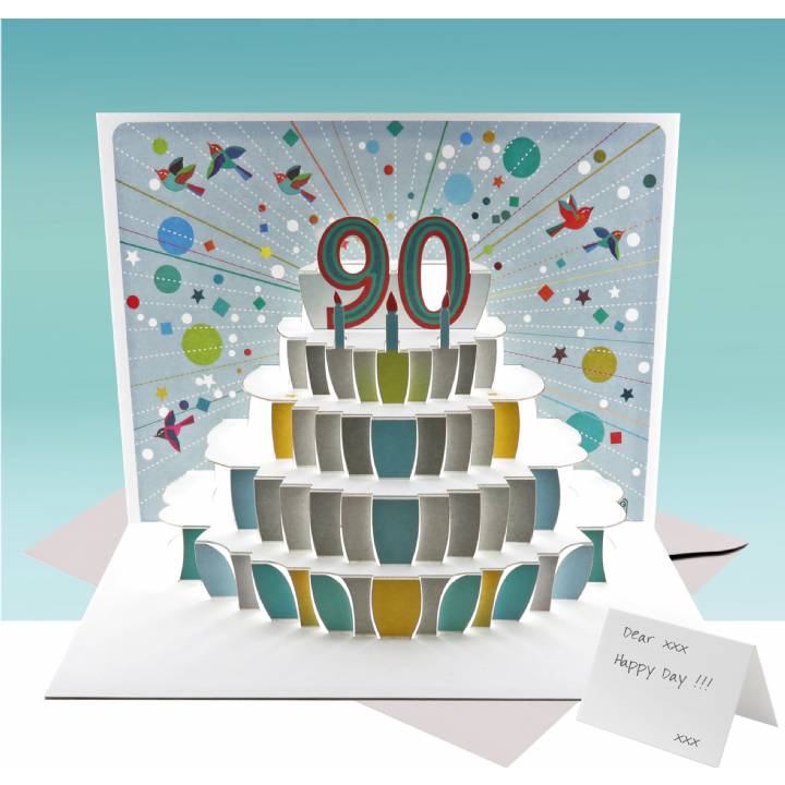 Age 90 birthday cake card (pack of 6)