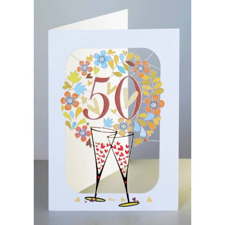 50th Golden Wedding Anniversary Card (pack of 6)