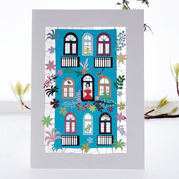 Lady in blue house (pack of 6)