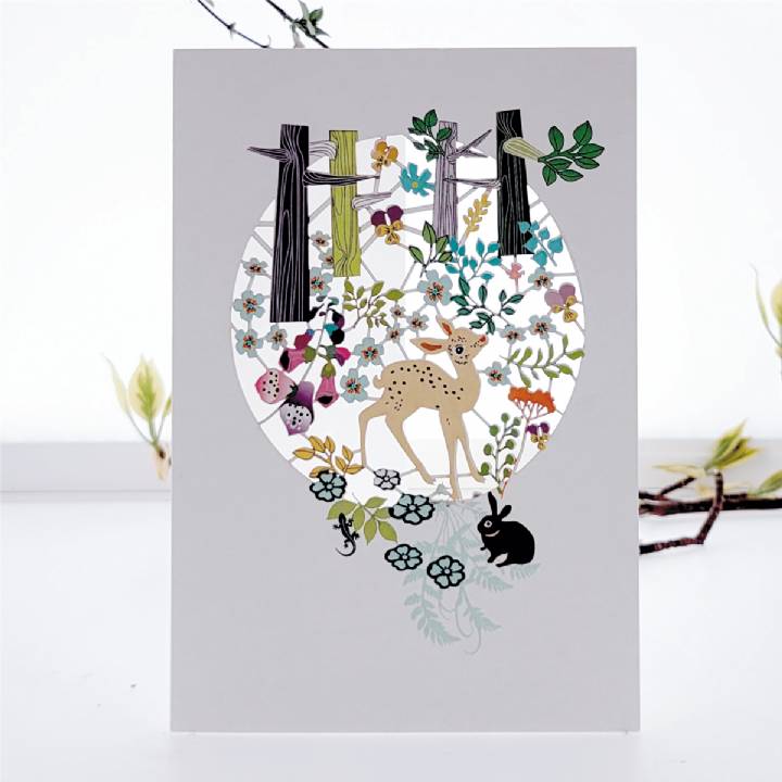 Fawn/deer with flowers (pack of 6)