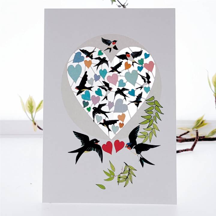 Swallows and Hearts (pack of 6)
