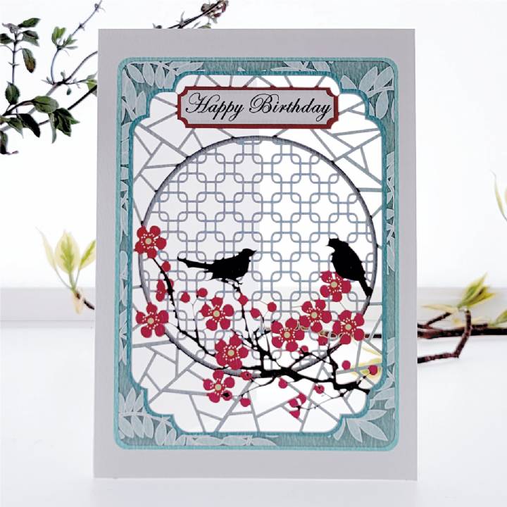 Happy Birthday - birds and blossom (pack of 6)