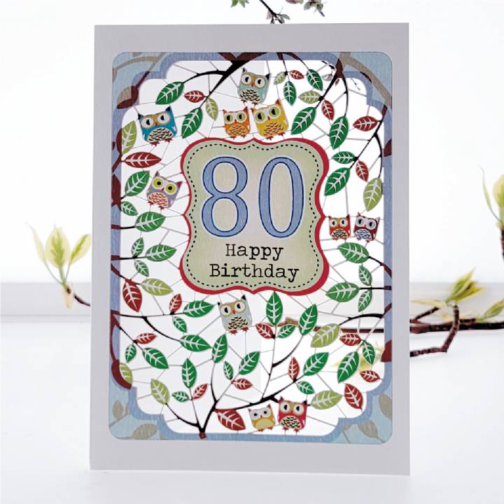 Owls - Age 80 (pack of 6)