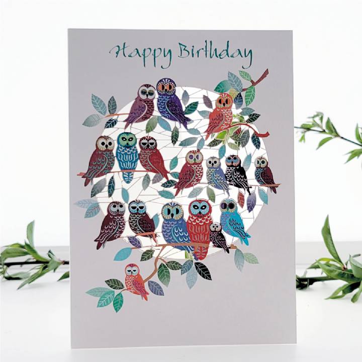 Happy Birthday with Owls (pack of 6)