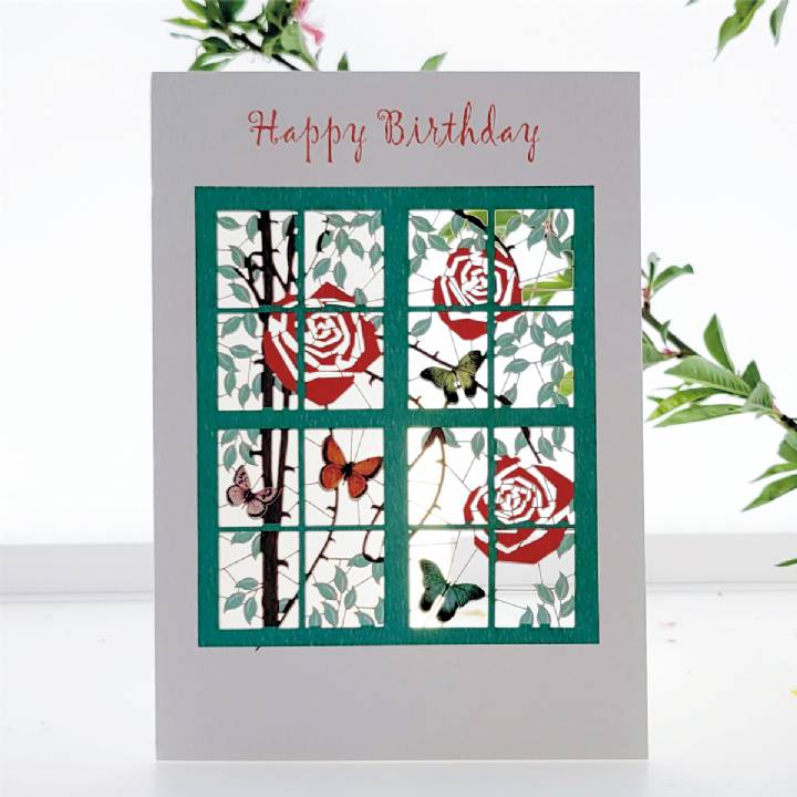 Happy Birthday - Roses at the Window (pack of 6)