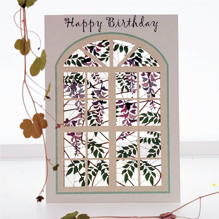 Happy Birthday - Wisteria and window (pack of 6)