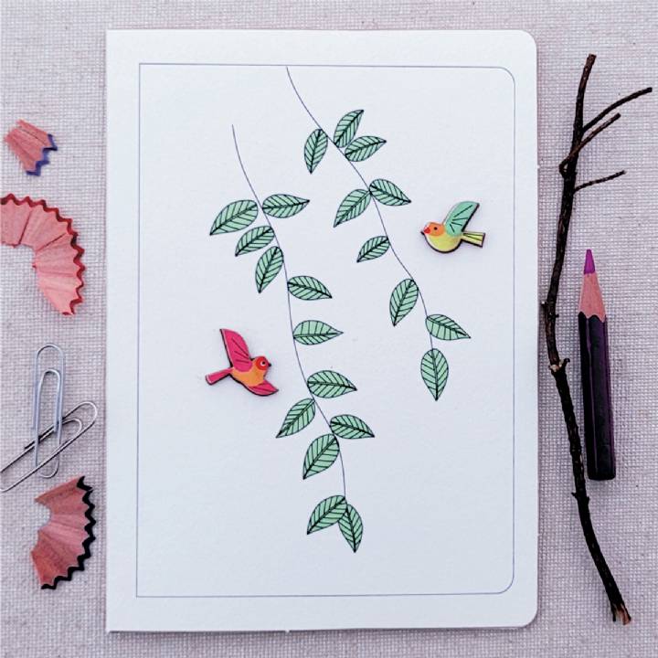 Two birds and vines (pack of 6)