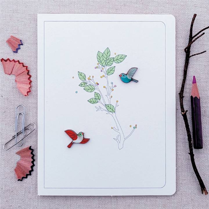Two birds and berries (pack of 6)