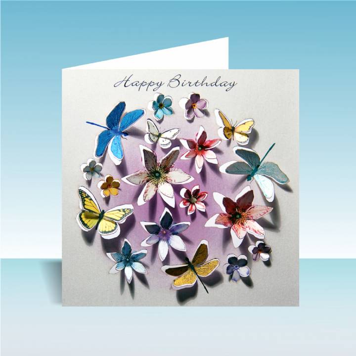 Happy Birthday 3D butterfly card (pack of 6)
