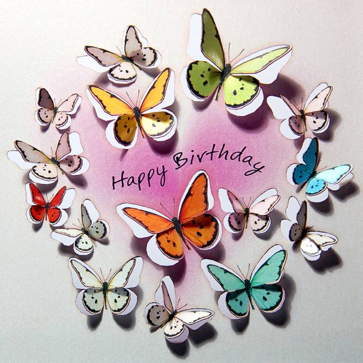 3D Happy Birthday butterfly circle (pack of 6)