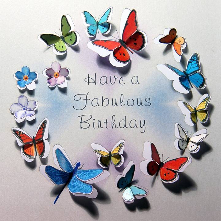 3D Butterfly card with Have A Fabulous Birthday (pack of 6)