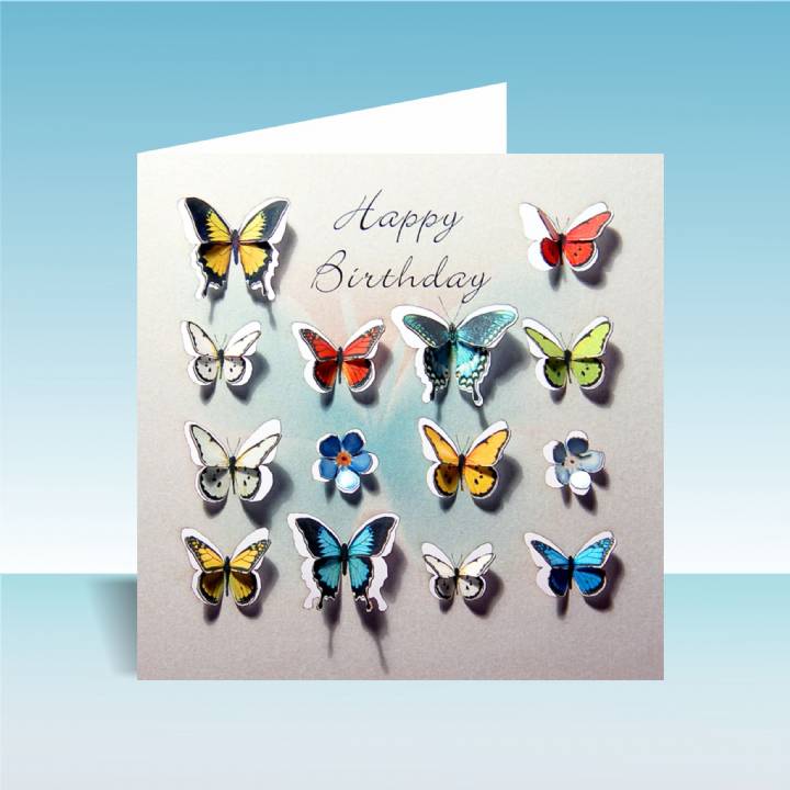 Happy Birthday 3D butterfly card (pack of 6)