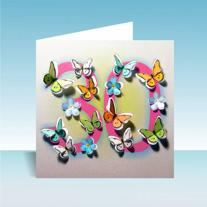 3D butterfly card age 30 (pack of 6)