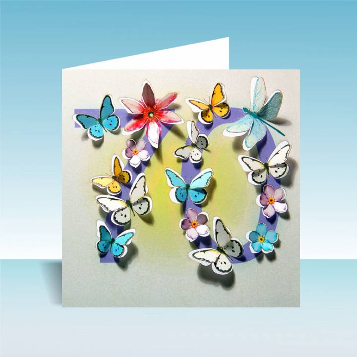 3D butterfly card age 70 (pack of 6)