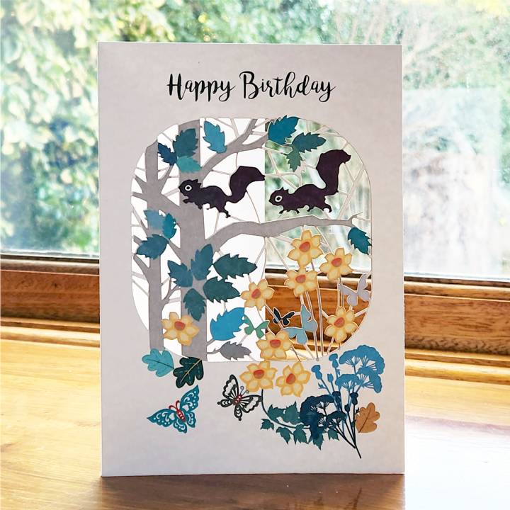 Happy Birthday card with Squirrels (pack of 6)