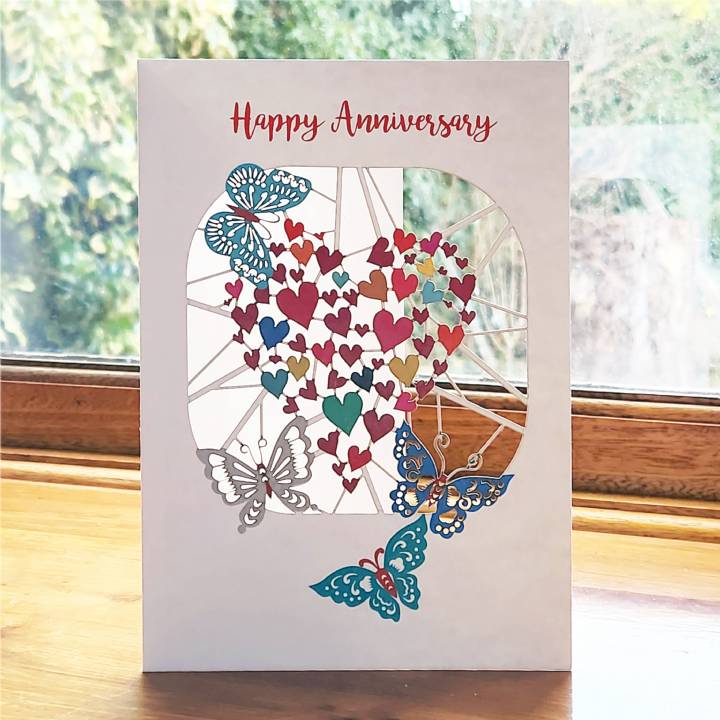 Happy Anniversary - Hearts and Butterflies (pack of 6)