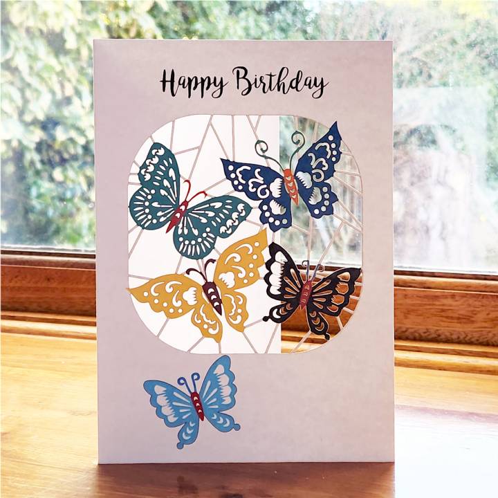 Happy Birthday with butterflies (pack of 6)