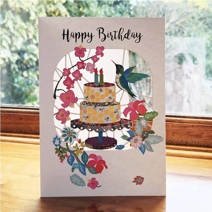 Happy Birthday Cake and Humming Bird (pack of 6)